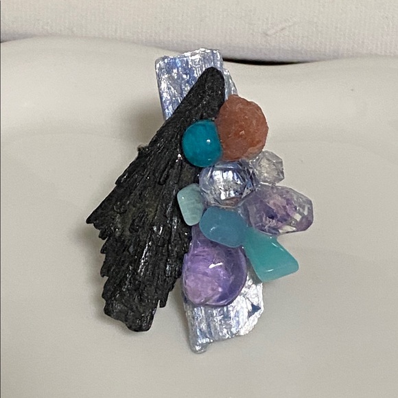 Raw BLUE KYANITE Adjustable Raw Crystal Statement Ring